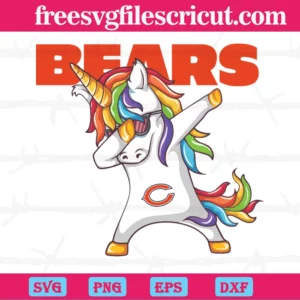 Dabbing Unicorn Chicago Bears, Premium Svg Files Invert