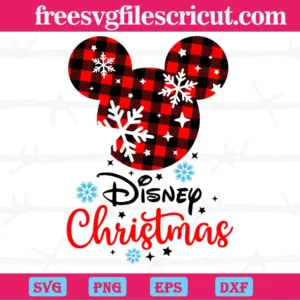 Disney Christmas Plaid Mickey Head, High-Quality Svg Files