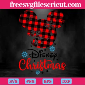 Disney Christmas Plaid Mickey Head, High-Quality Svg Files Invert