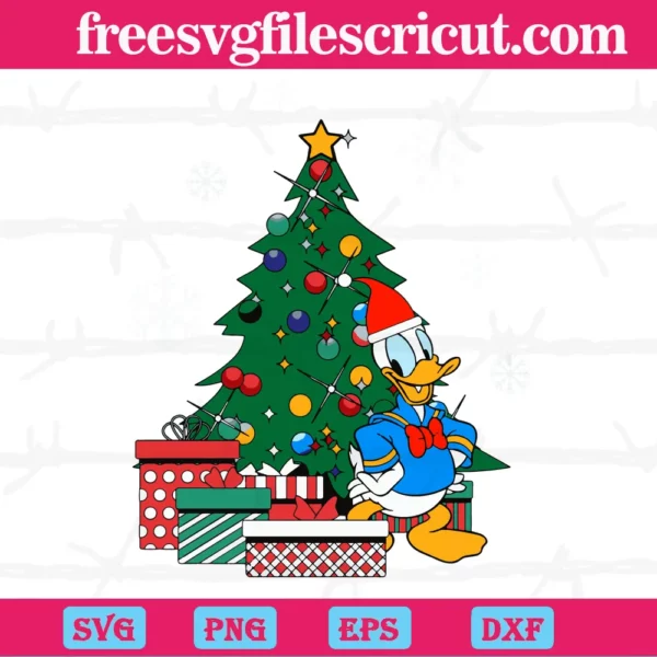Donald Duck Around The Christmas Tree, Svg Png Dxf Eps Digital Download