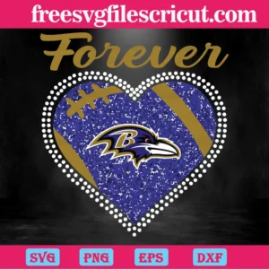 Forever Baltimore Ravens Heart Diamond, Svg Files Invert