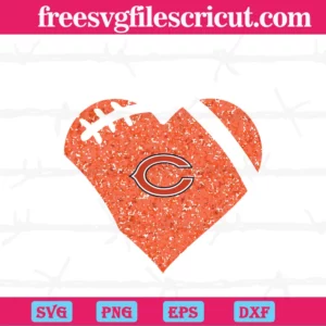 Forever Chicago Bears Heart Diamond, Vector Files Invert