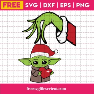 Free Grinch Hand Holding Baby Yoda Merry Christmas, Svg Png Dxf Eps