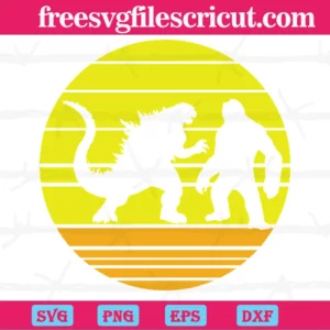 Godzilla And Kong, Svg Png Dxf Eps Digital Files Invert