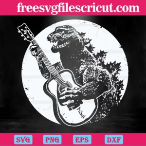 Godzilla Playing Guitar, Layered Svg Files