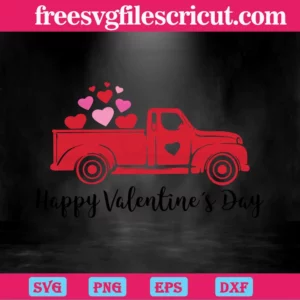 Happy Valentine'S Day And Red Truck, Digital Files Invert