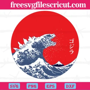 Hokusai Gojira The Great Wave Off Kanagawa, Svg Files