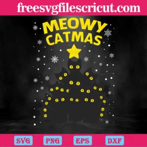 Meowy Catmas Black Cats Tree, Svg File Formats Invert