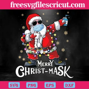 Merry Christ Mask Dabbing Santa, Svg Png Dxf Eps Digital Download Invert