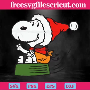 Merry Christmas Snoopy Santa Claus, Svg Png Dxf Eps Digital Files Invert