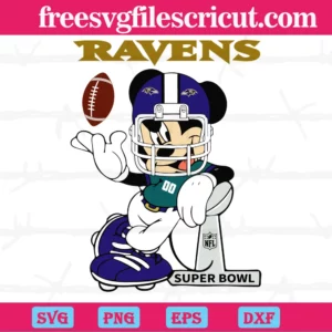 Mickey Mouse Baltimore Ravens, Svg Png Dxf Eps Digital Files