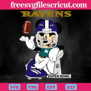 Mickey Mouse Baltimore Ravens, Svg Png Dxf Eps Digital Files Invert