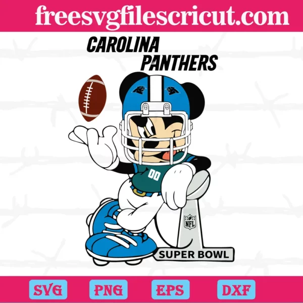 Mickey Mouse Carolina Panthers Nfl Teams, Layered Svg Files