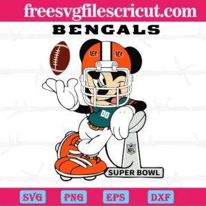 Mickey Mouse Cincinnati Bengals Football Teams, Cuttable Svg Files