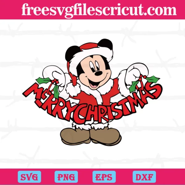 Mickey Santa Claus Merry Christmas, Svg Png Dxf Eps Digital Download