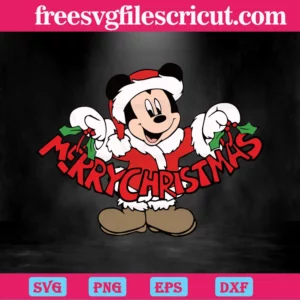 Mickey Santa Claus Merry Christmas, Svg Png Dxf Eps Digital Download Invert