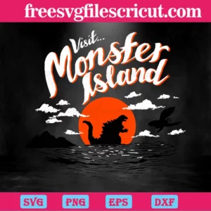 Monster Island Godzilla, Premium Svg Files Invert