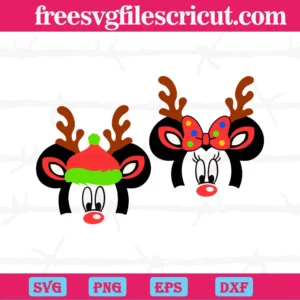 Mouse Ears Reindeers Christmas Holiday, Svg Files
