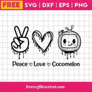 Peace Love Cocomelon Outline, Free Svg File For Cricut