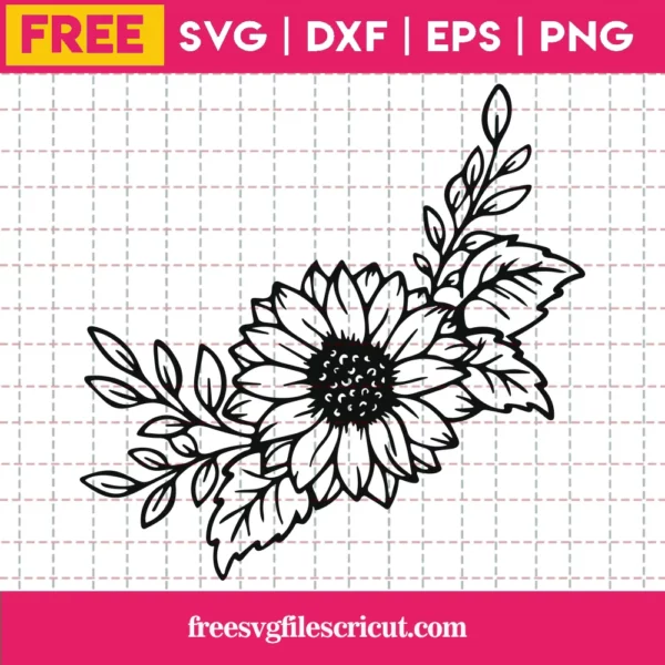 Realistic Sunflower With Leaves, Craft Svg Free
