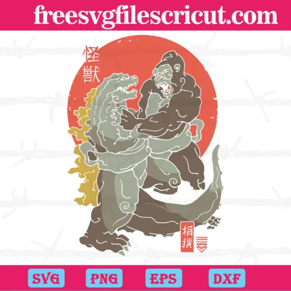 Sumo Kaijus Godzilla King Of The Monsters, Svg Png Dxf Eps Cricut Silhouette