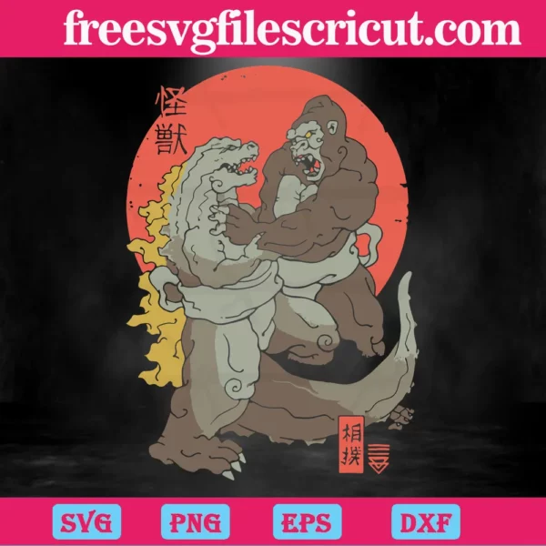 Sumo Kaijus Godzilla King Of The Monsters, Svg Png Dxf Eps Cricut Silhouette Invert
