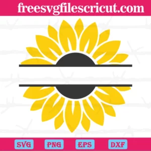 Sunflower Split Monogram, Svg Png Dxf Eps Digital Download