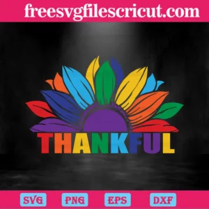 Thankful Lgbt Flower, Svg Png Dxf Eps Cricut Invert