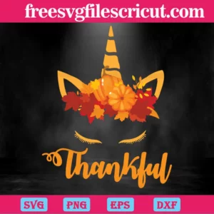 Thankful Unicorn Happy Thanksgiving, Svg Files For Crafting And Diy Projects Invert