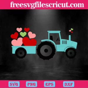 Truck With Hearts Valentines, Svg Designs Invert