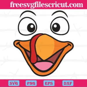 Turkey Face With Big Smile Grin Thanksgiving Day, Vector Svg