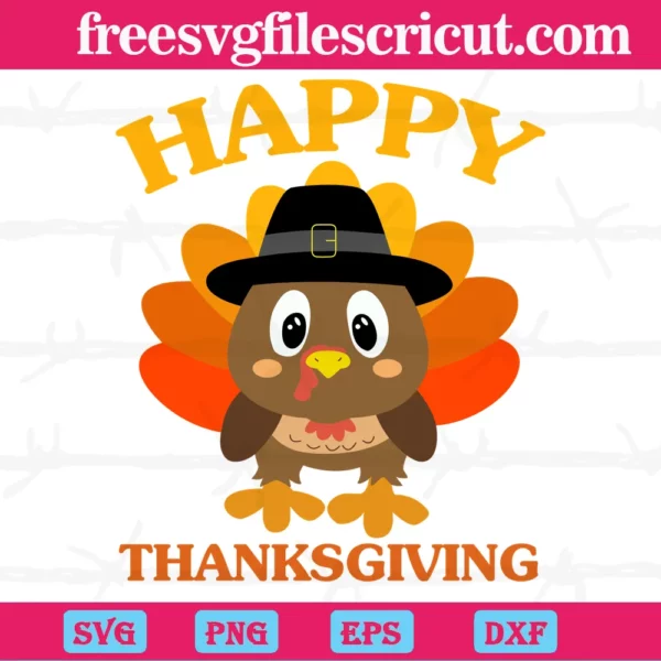 Turkey Happy Thanksgiving, Layered Svg Files