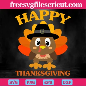 Turkey Happy Thanksgiving, Layered Svg Files Invert