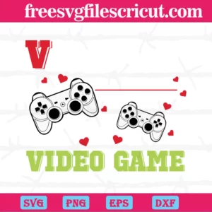 V Is For Valentine Video Game, Svg Png Dxf Eps Invert