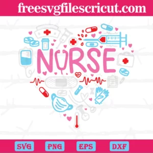 Valentine Nurse Heart, Svg Png Dxf Eps Digital Download Invert