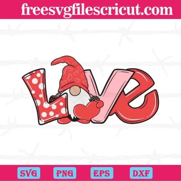 Valentines Day Gnome Love, Svg Png Dxf Eps Cricut