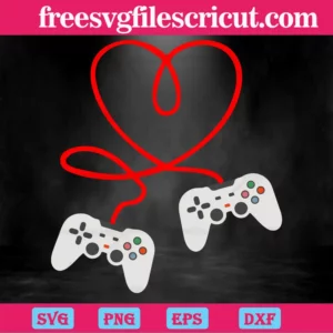 Video Gamer Valentines Day With Controllers Heart, Layered Svg Files