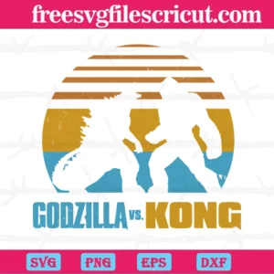 Vintage Team Godzilla And Kong, Vector Illustrations