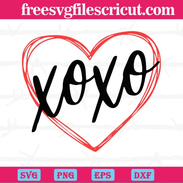 Xoxo Heart Valentines, Cutting File Svg