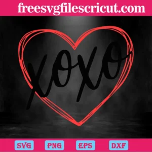 Xoxo Heart Valentines, Cutting File Svg Invert