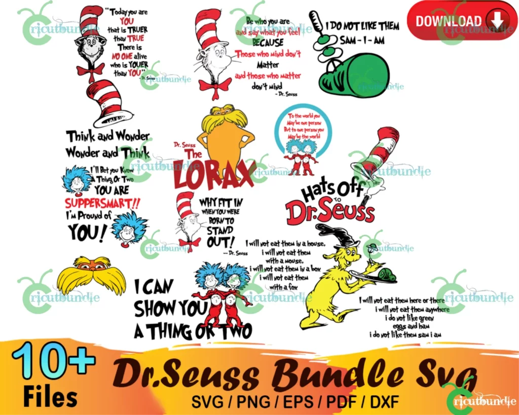 10 Dr Seuss SVG Bundle Lorax SVG Green Eggs and Ham