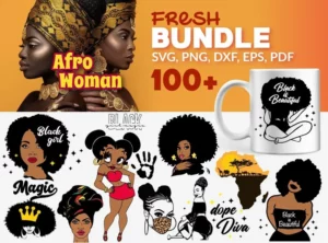 100+ files Bundle Afro Woman Svg