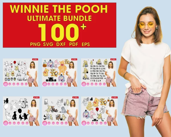 100 Files Bundle Winnie the Pooh Svg