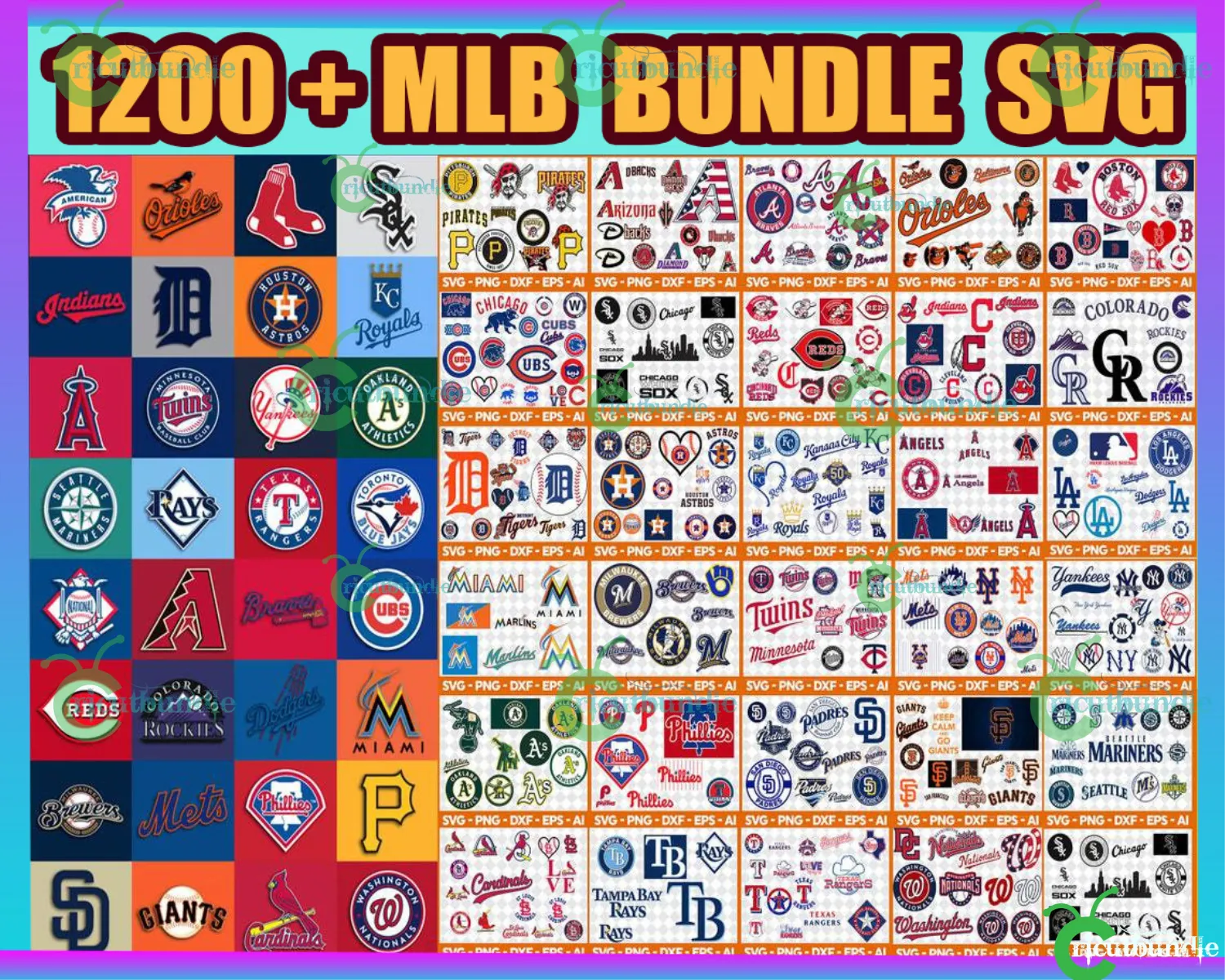1200+ MLB Team Bundle Svg - free svg files for cricut