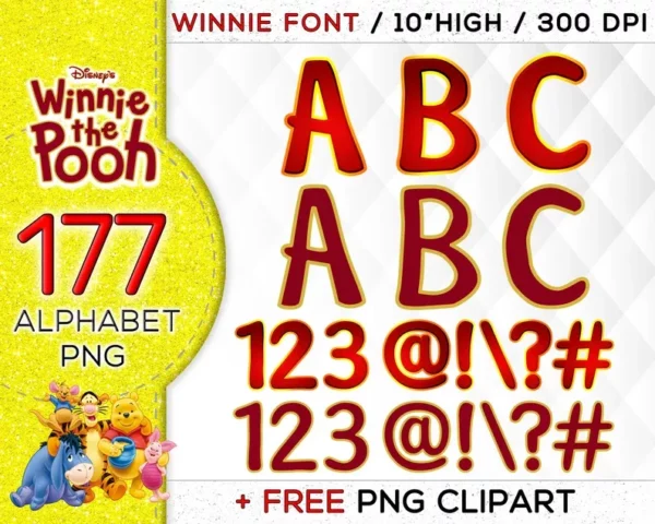 177 Winnie The Pooh Alphabet Png bundle Clipart