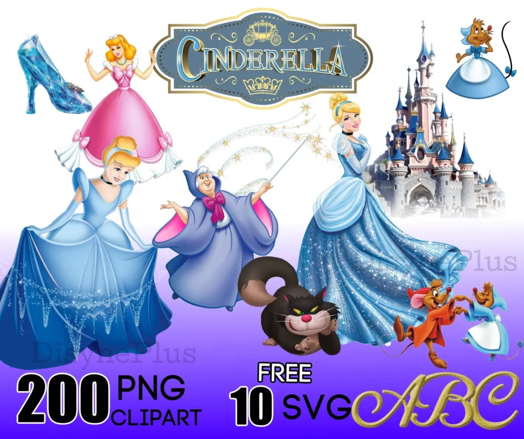 200 Cinderella Digital Clipart PNG - free svg files for cricut