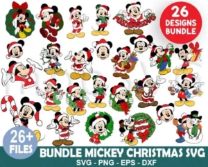26 Files Bundle Mickey Christmas Svg