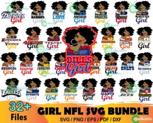 32 Girl NFL Svg Bundle