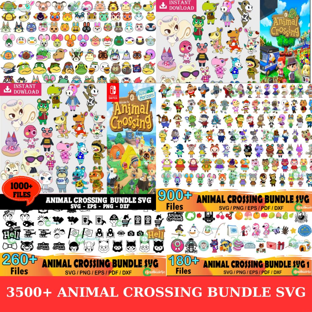 3500 files Animal Crossing Bundle Svg
