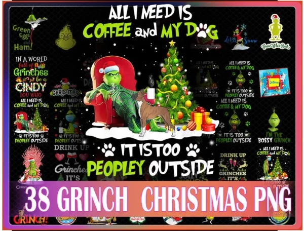 38 Files Bundle Grinch Christmas PNG
